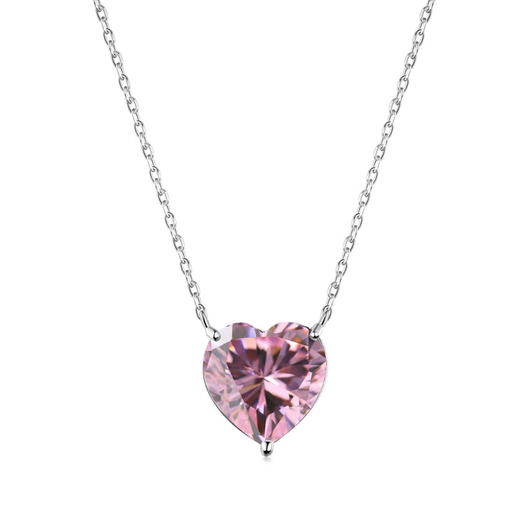 Pink Heart  Slilver Necklace