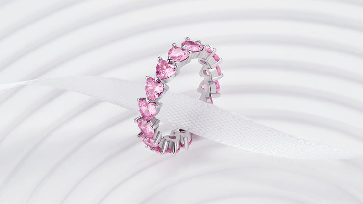 Pink Band Celine Silver Ring