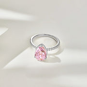 Pear Pink Silver Ring