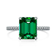 Eternity Emerald Green Silver Ring