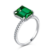 Eternity Emerald Green Silver Ring