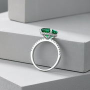 Eternity Emerald Green Silver Ring