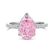 Pear Pink Silver Ring