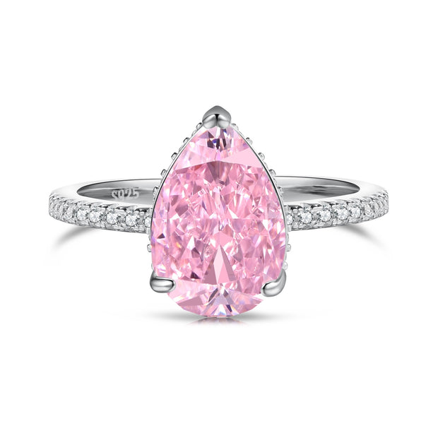 Pear Pink Silver Ring