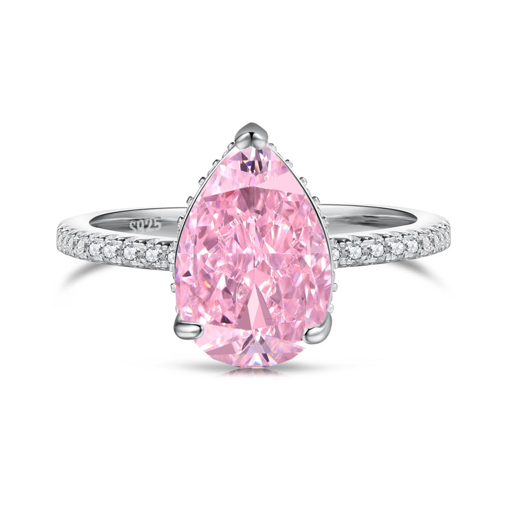 Pear Pink Silver Ring