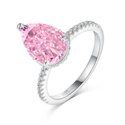 Pear Pink Silver Ring