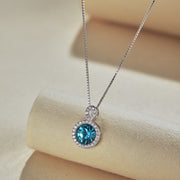 Blue Round Slilver Necklace