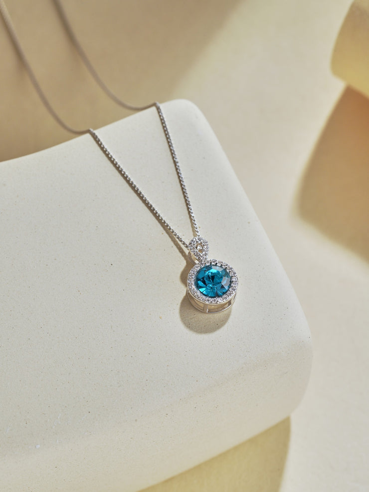 Blue Round Slilver Necklace